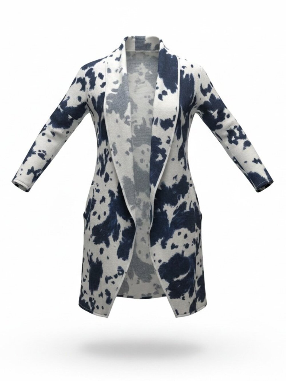 Transparente Navy Cow Print Duster